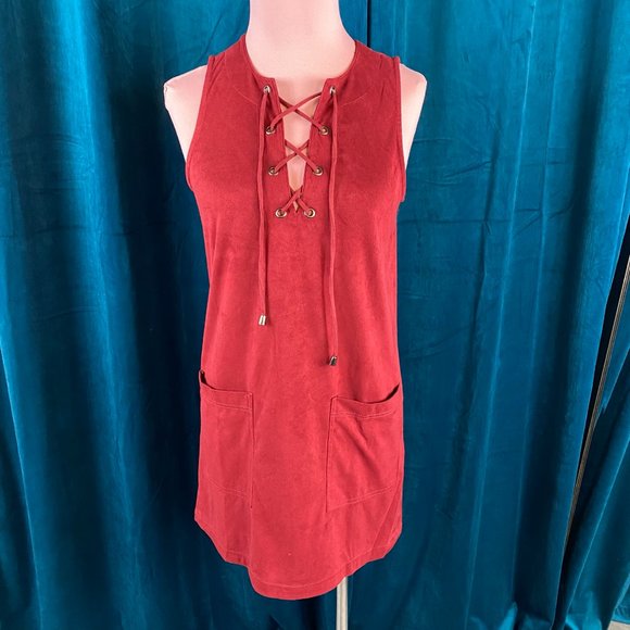 Forever 21 Faux Suede Lace Up Dress - Picture 4 of 10